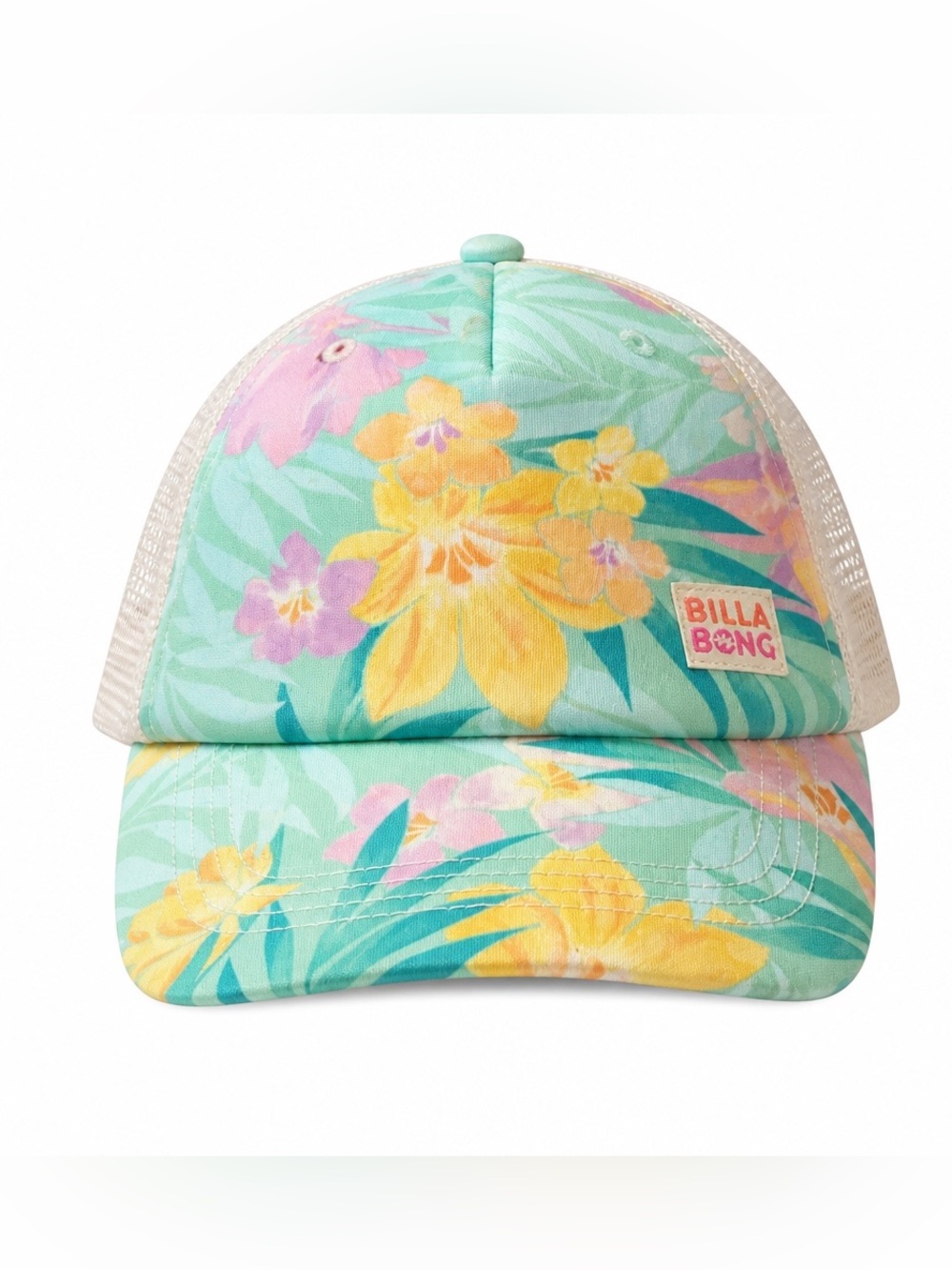 Billabong Mint Floral Hat with Yellow & Pink Accents
